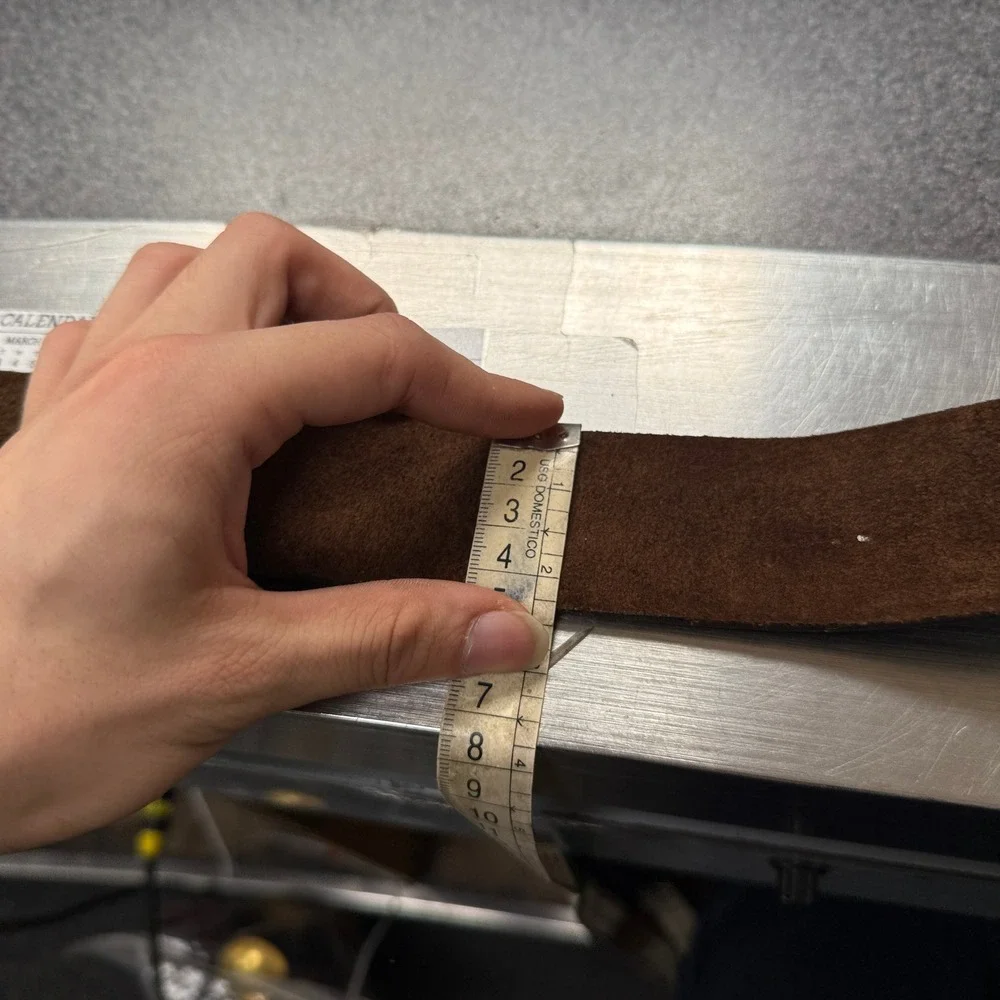 Shag Leather Belt Mens 30 Brown Good Double Prong Distressed Wide Heavy Duty